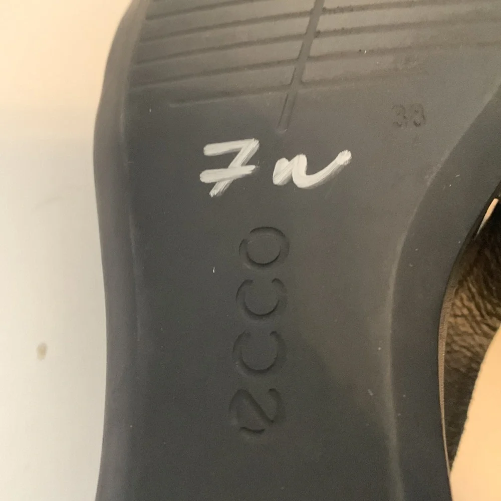 Ecco Black Leather Wedge Sandals Size 7N - Picture 6 of 6